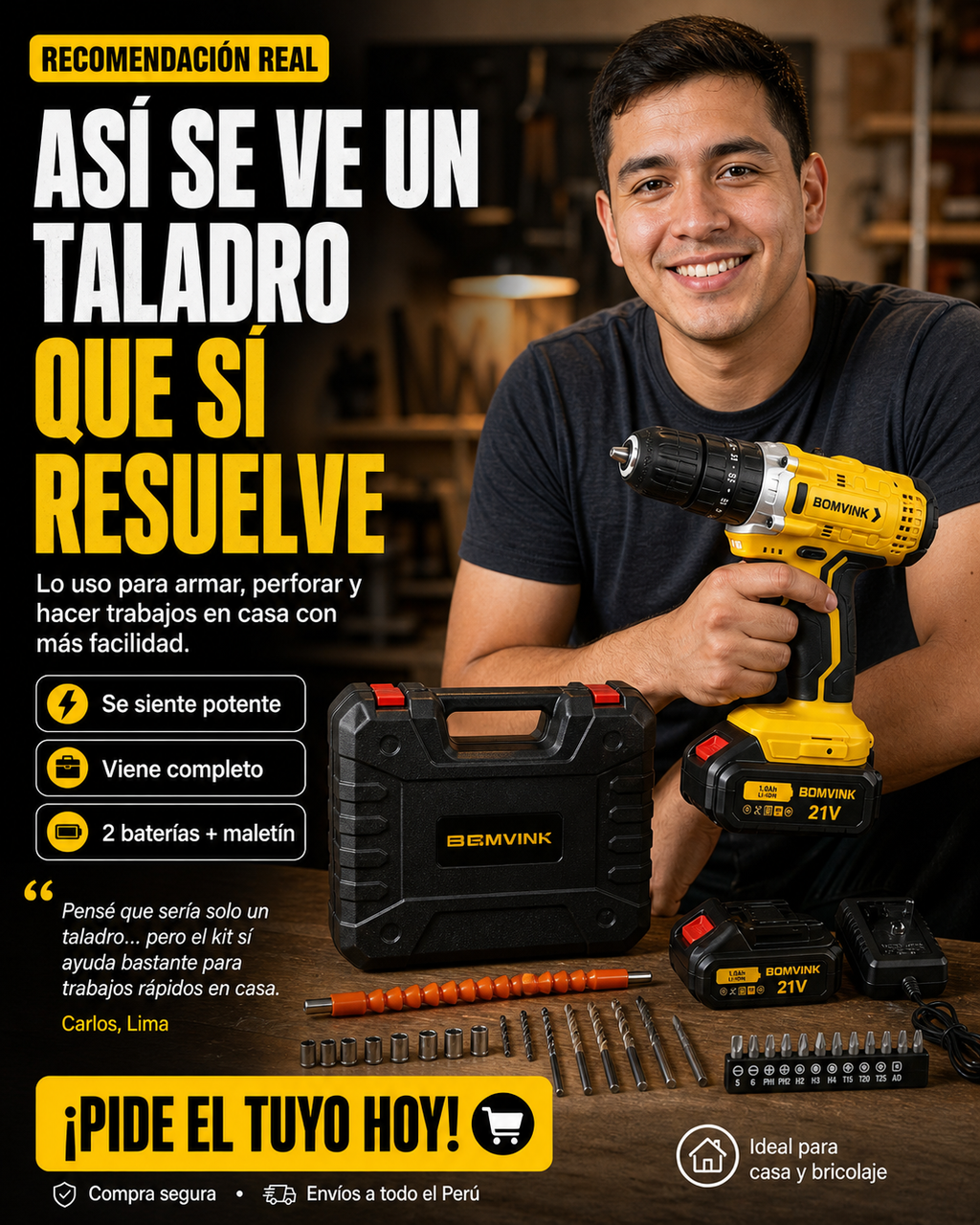 Taladro Percutor + Doble Batería 🎁