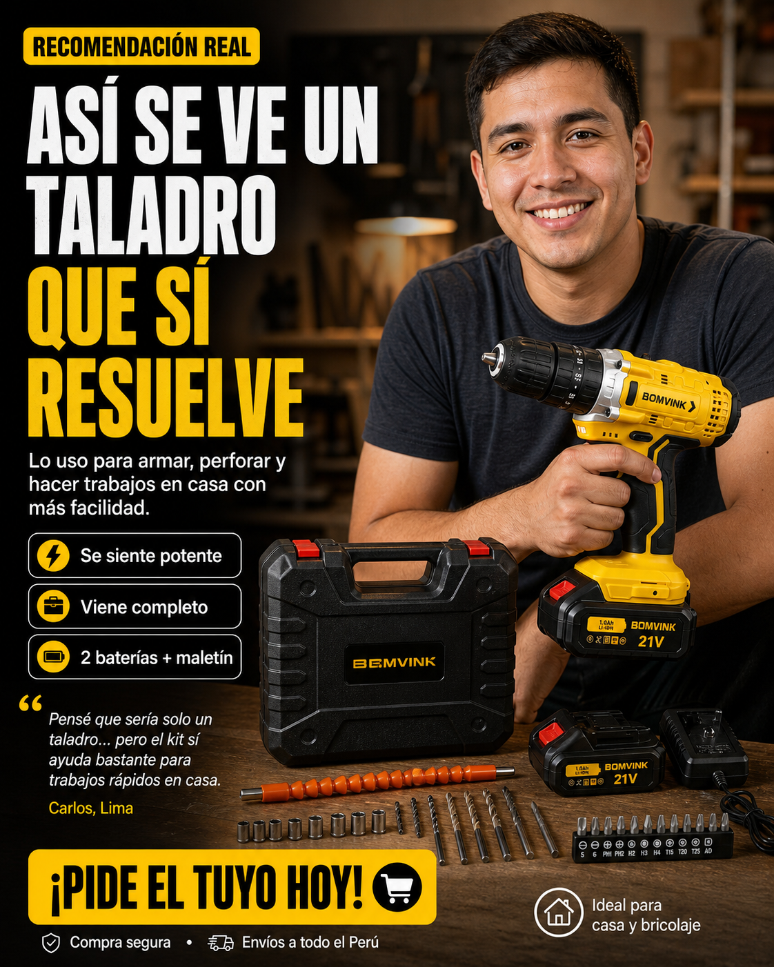 Taladro Percutor + Doble Batería 🎁