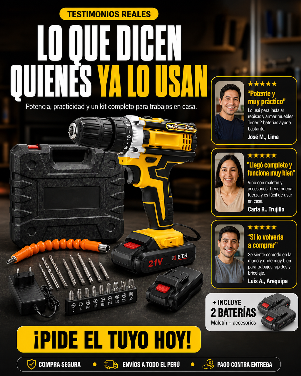 Taladro Percutor + Doble Batería 🎁