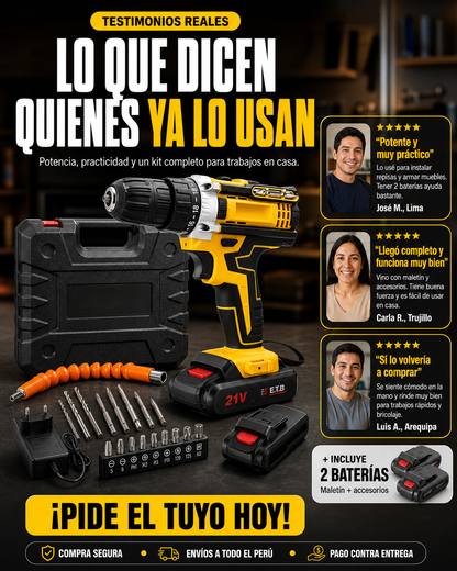 Taladro Percutor + Doble Batería 🎁